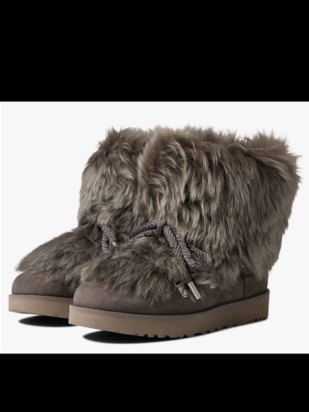 UGG CLASSIC POSH MINI FUR THUNDER CLOUD SHEEPSKIN FUR BOOT US 8 Designer #803